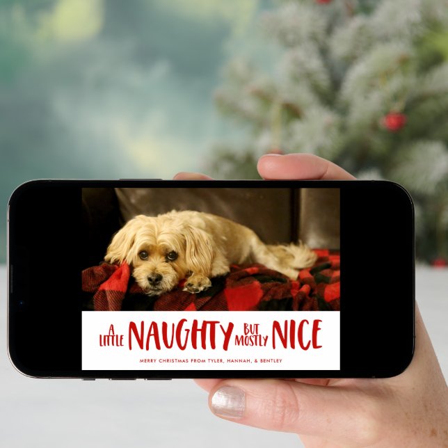A Little Naughty | Red | Photo Holiday Card (Front Digital)