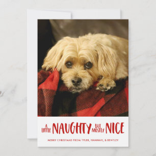 A Little Naughty   Red    Vertical Photo Holiday Card