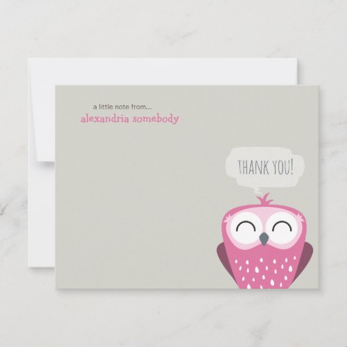 A Little Note Thank You Happy Pink Owl