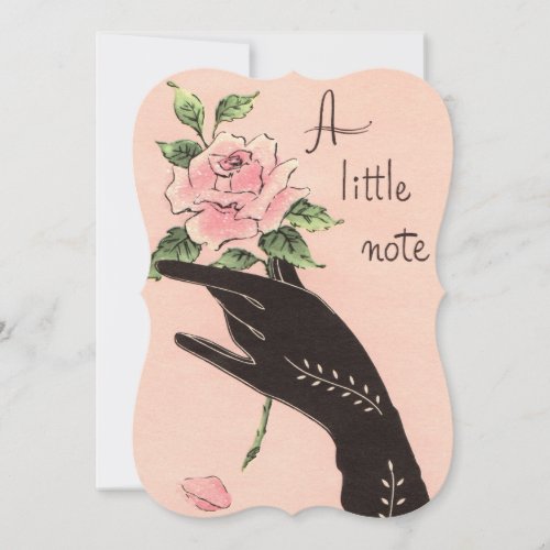 A Little Note Vintage Gloved Hand  Rose Card