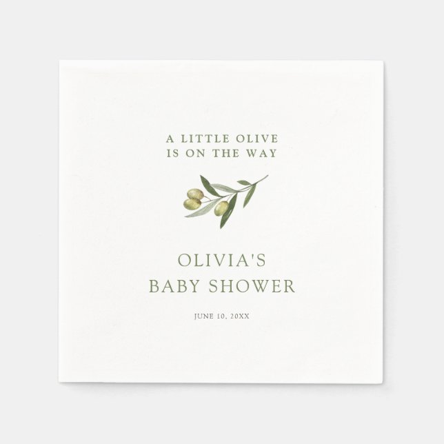 A Little Olive Minimalist Baby Shower  Napkins (Front)