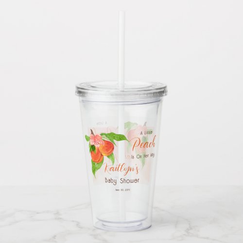 A Little Peach Is On Her Way Girl Baby Shower Acrylic Tumbler