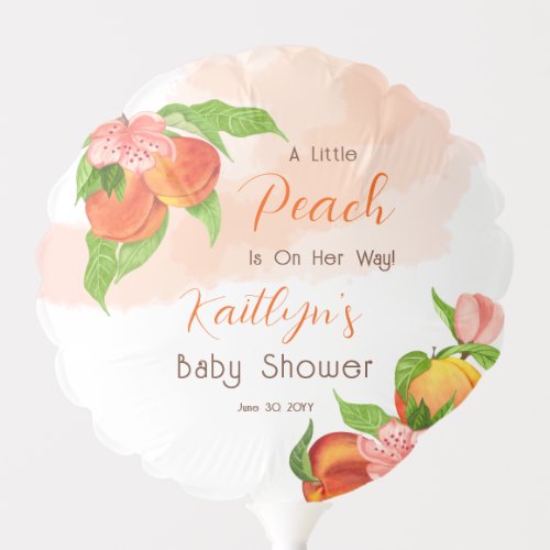 A Little Peach Is On Her Way Girl Baby Shower Balloon