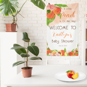 A Little Peach Is On Her Way Girl Baby Shower Banner