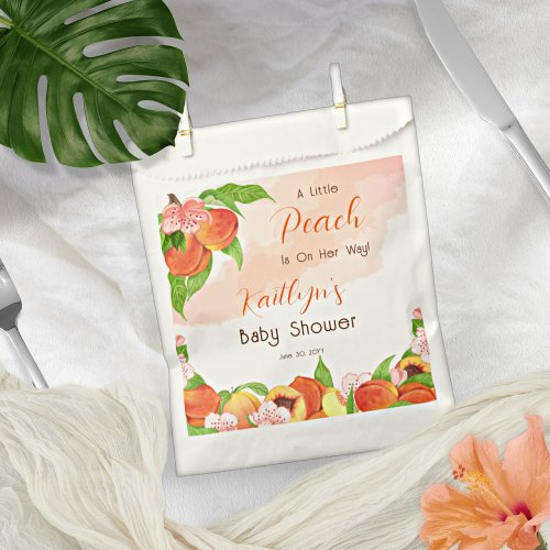 A Little Peach Is On Her Way Girl Baby Shower Favor Bag