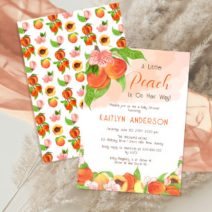 A Little Peach Is On Her Way Girl Baby Shower Invitation
