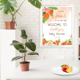 A Little Peach Is On Her Way Girl Baby Shower Poster