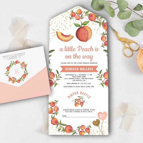 A little Peach is on the way Baby Shower All In One Invitation