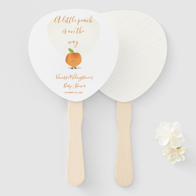 A Little Peach is on the way Baby Shower Hand Fan (Front and Back)