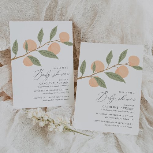 A Little Peach is on the Way Baby Shower Invitation