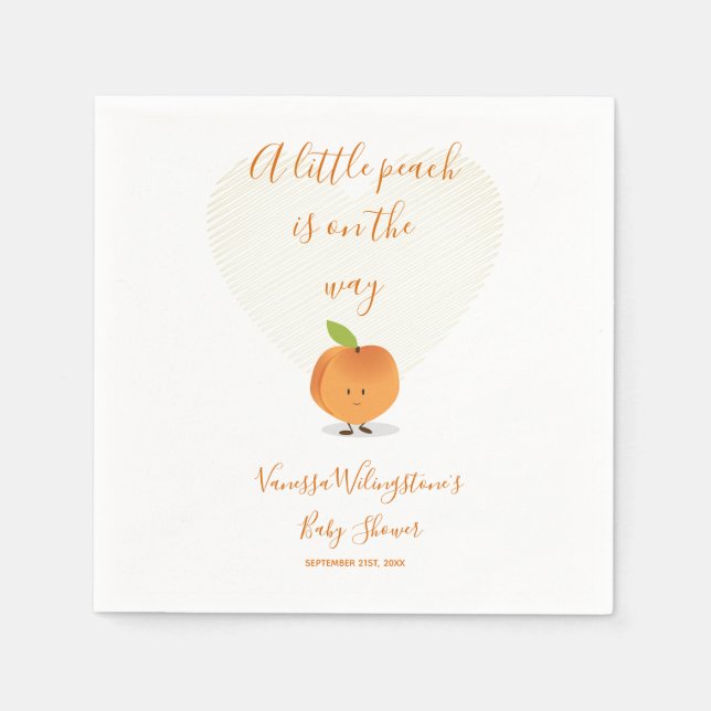 A Little Peach is on the way Baby Shower Napkins (Front)