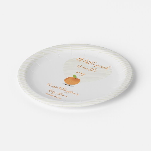 A Little Peach is on the way Baby Shower Paper Plates (Angled)