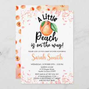 A Little Peach is on the way Orange Baby Shower Invitation