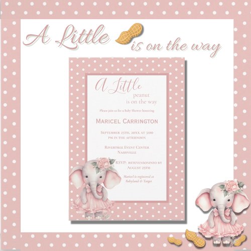 A Little Peanut Animal Elephant Baby Shower Invitation