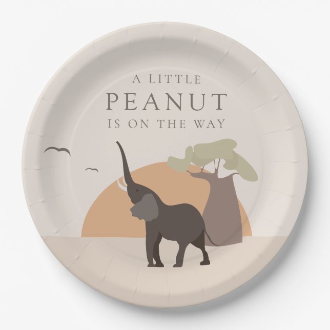 A Little Peanut | Boho Safari Desert Baby Shower Paper Plates (Front)