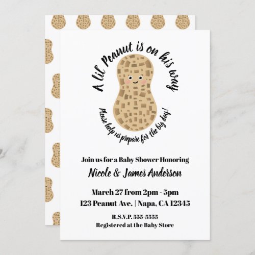 A Little Peanut Cute Whimsical Unisex Baby Shower Invitation