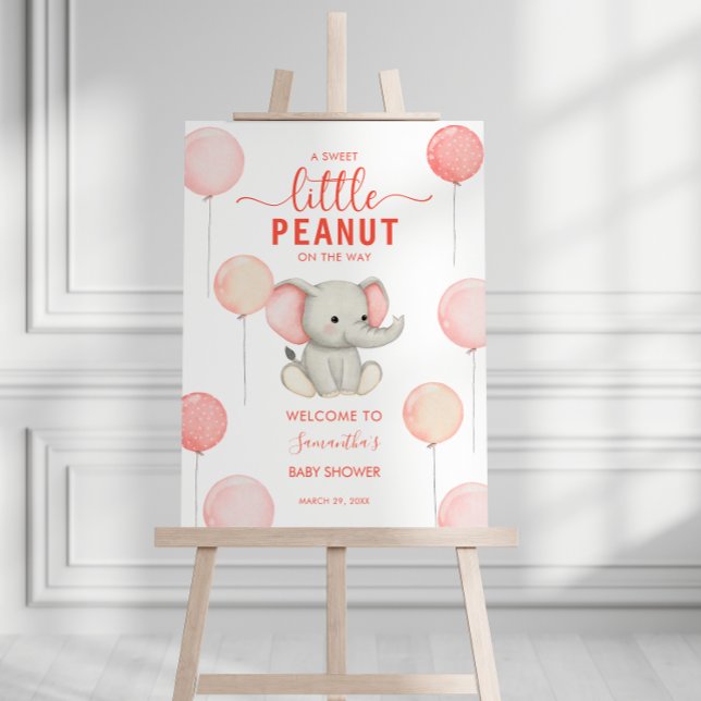 A Little Peanut Elegant Blush Elephant Baby Shower Foam Board (Creator Uploaded)