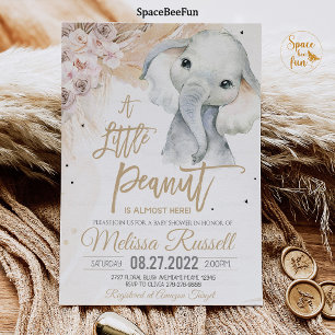 A Little Peanut Elephant baby shower Boho Safari Invitation