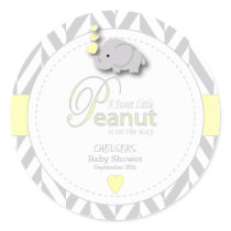 A Little Peanut Elephant Baby Shower Classic Round Sticker