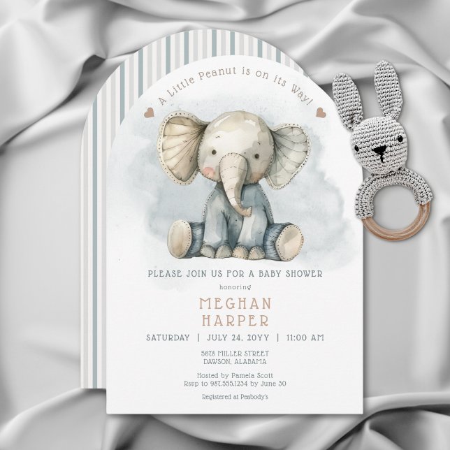 A Little Peanut Elephant Blue Arch Baby Shower Invitation (A Little Peanut Elephant Blue Arch Baby Shower Invitation)