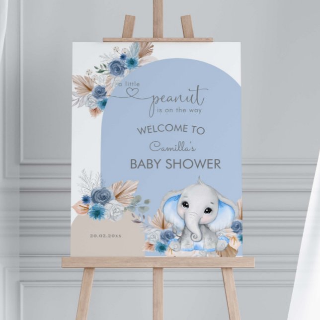 A Little Peanut Elephant Boho Boy Baby Shower Foam Board (Creator Uploaded)