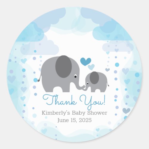 A Little Peanut Elephant Boy Baby Shower Classic Round Sticker
