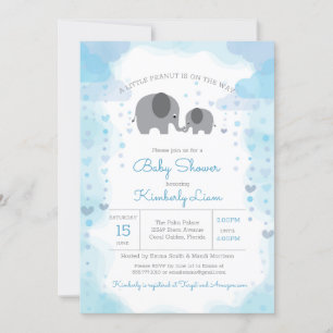 A Little Peanut Elephant Boy Baby Shower Invitation