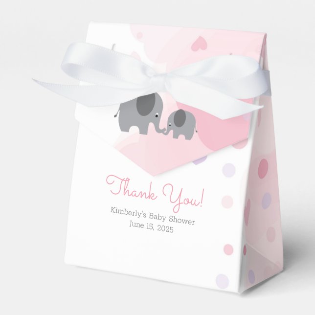 A Little Peanut Elephant Girl Baby Shower Favor Boxes (Front Side)