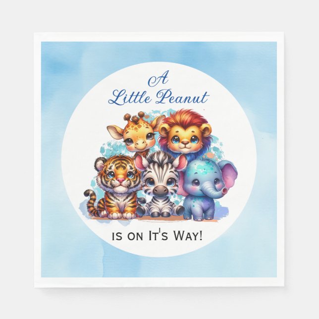 A Little Peanut is on It's Way | Baby Shower Napkins (Front)