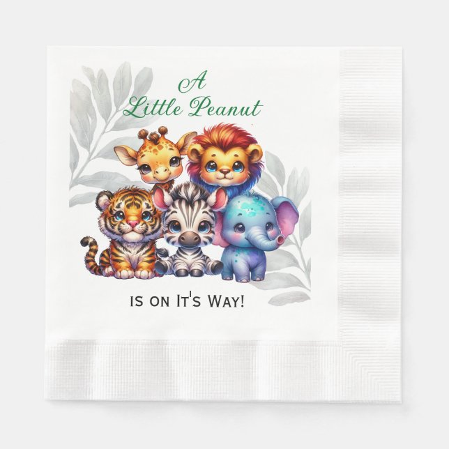 A Little Peanut is on It's Way | Baby Shower Napkins (Front)