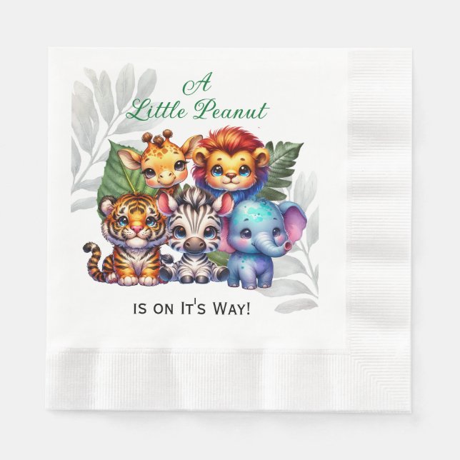 A Little Peanut is on It's Way | Baby Shower Napkins (Front)