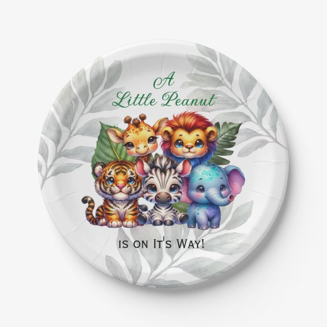 A Little Peanut is on It's Way | Baby Shower Paper Plates (Front)
