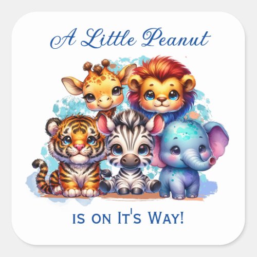 A Little Peanut is on Its Way  Baby Shower Square Sticker