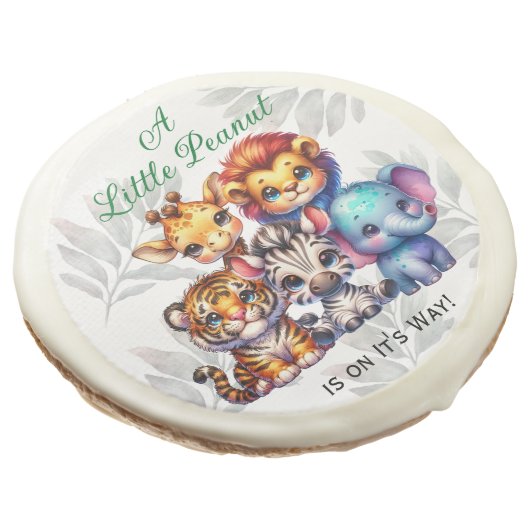 A Little Peanut is on It's Way | Baby Shower Sugar Cookie (Angled)