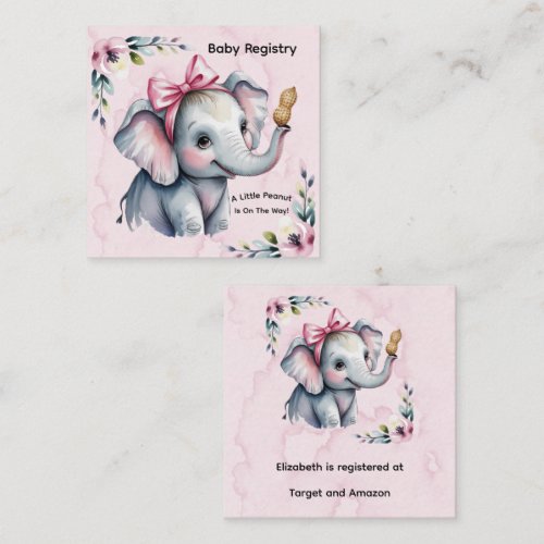 A Little Peanut Is On The Way Baby Registry  Square Business Card