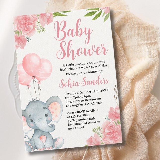 A Little Peanut is on the Way, Baby Shower Girl Invitation (Creator Uploaded)