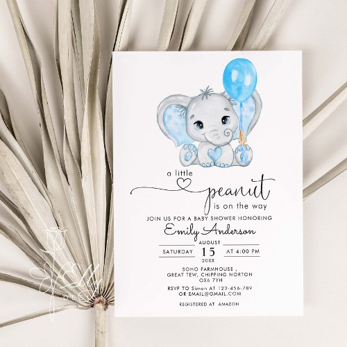A Little Peanut Is On The Way Boy Baby Shower   Invitation