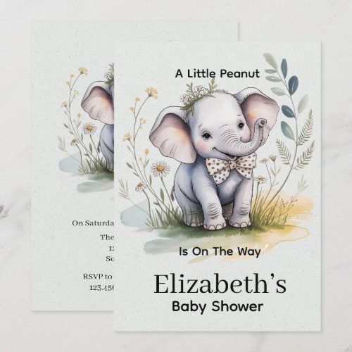 A Little Peanut Is On The Way Boy Baby Shower Invitation
