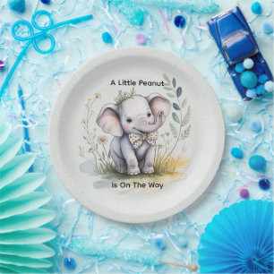 A Little Peanut Is On The Way Boy Baby Shower Paper Plates