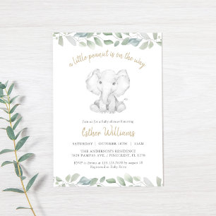 A Little Peanut Is On The Way Elephant Baby Shower Invitation