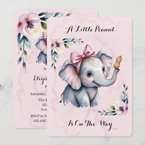 A Little Peanut Is On The Way Girl Baby Shower  Invitation