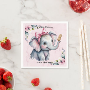 A Little Peanut Is On The Way Girl Baby Shower  Napkins