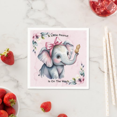 A Little Peanut Is On The Way Girl Baby Shower  Napkins