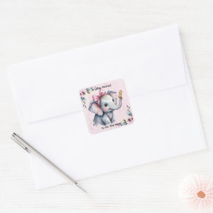 A Little Peanut Is On The Way Girl Baby Shower Square Sticker