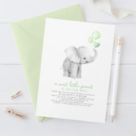 A Little Peanut Sweet Baby Elephant Baby Shower Invitation