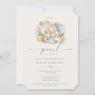 A Little Pearl Coastal Baby Shower Invitation