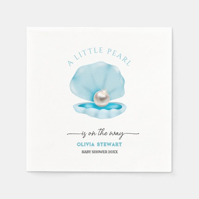 A little pearl is on the Way Baby Shower Napkins (Front)