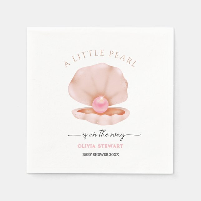 A little pearl is on the Way Baby Shower Napkins (Front)