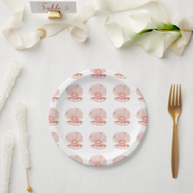 A little pearl is on the way Baby shower  Paper Plates (Wedding)