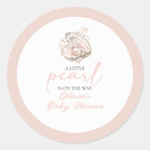 A Little Pearl Is On The Way Coastal Baby Shower Classic Round Sticker